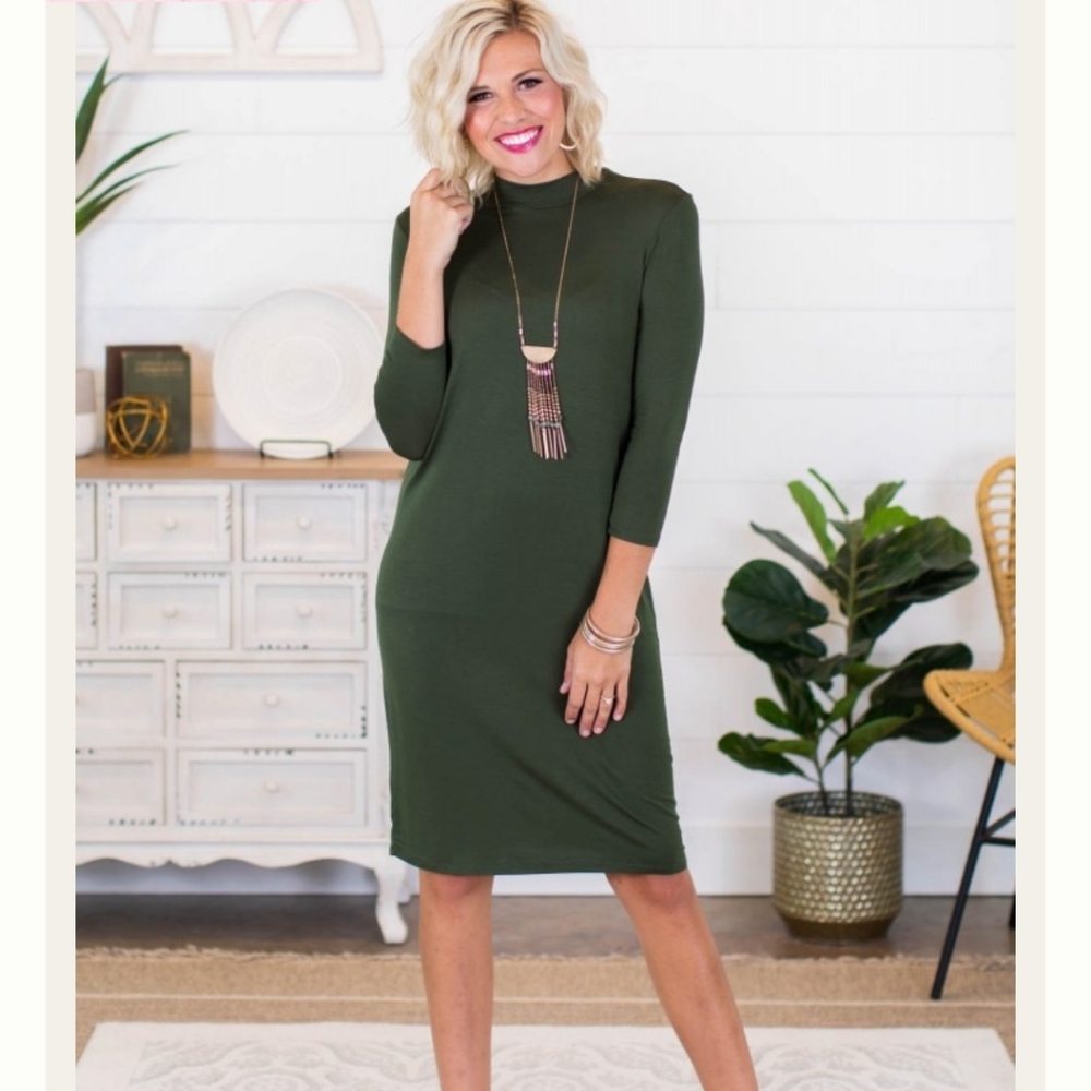 Quarter Sleeve Dress- high neck